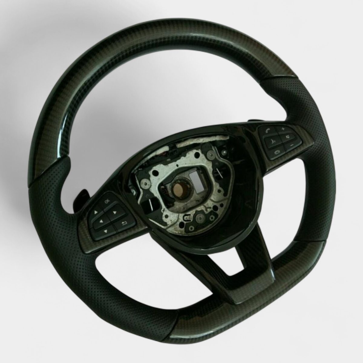Carbon Leather Steering Wheel for Mercedes-Benz CLA CLS GLE (4) kubay design carbon steering wheel mercedes gle