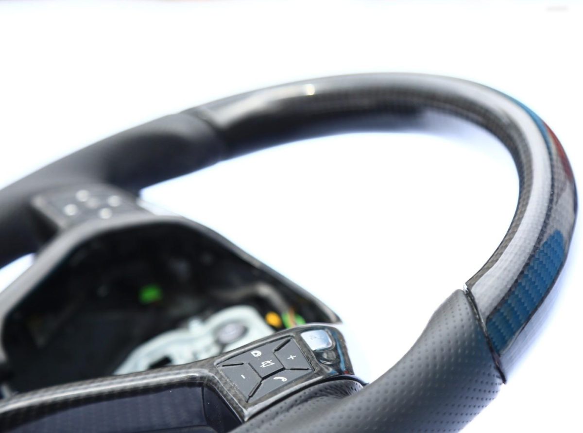 high gloss carbon leather grip wheel mercedes