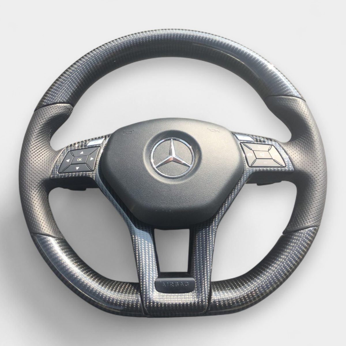 Carbon & Leather Steering Wheel for Mercedes-Benz CLS E-Class SLK (W172 W212 W218) (2) mercedes e class w212 carbon fiber steering wheel kubay design