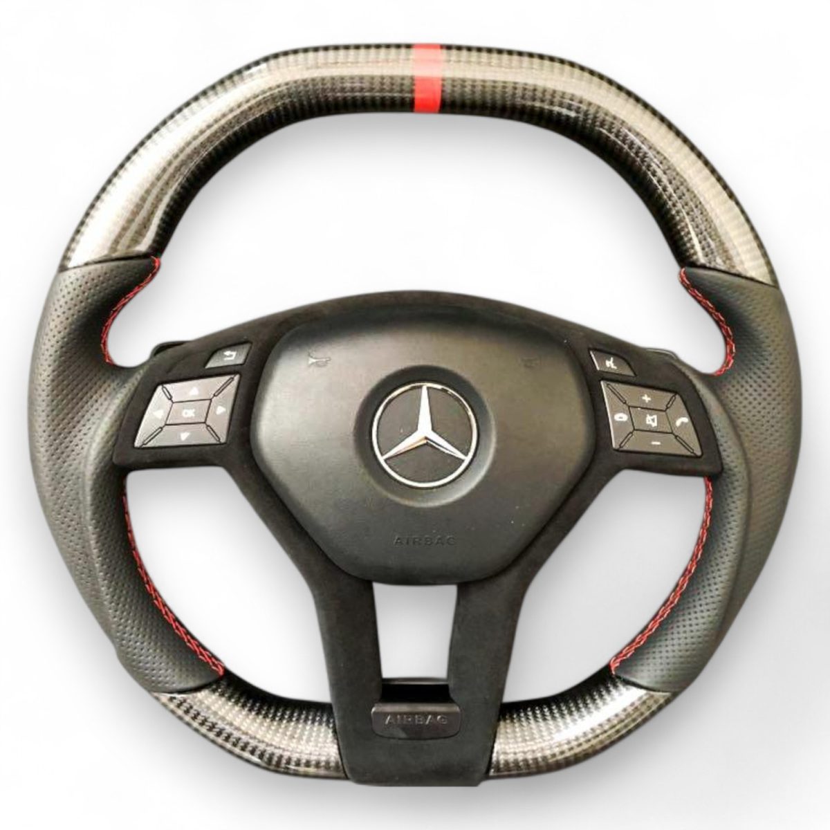 Carbon & Leather Steering Wheel for Mercedes W204 W212 W218 W207 W172 (C E CLS SLK SL) (2) mercedes w212 carbon fiber steering wheel kubay design