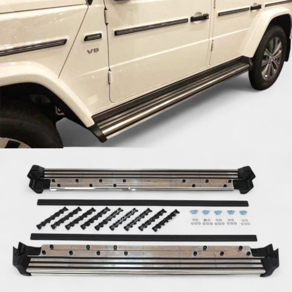 chrome side step running boards mercedes g class w463a kubay design