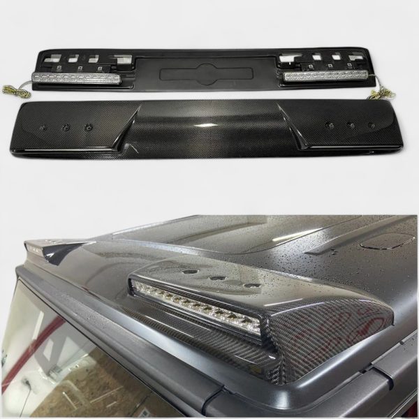 carbon fiber front roof spoiler with led mercedes g class w463a kubay design