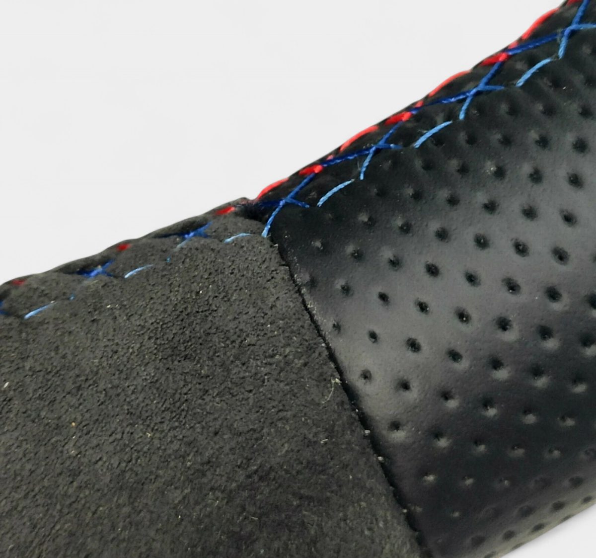 Leather steering wheel BMW F30 with blue Alcantara stripe