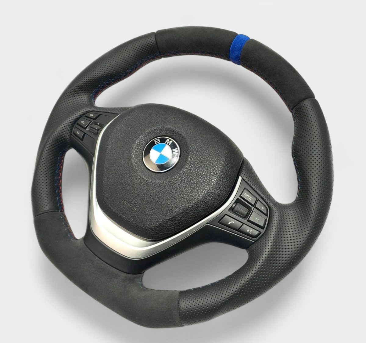 BMW F30 steering wheel blue Alcantara detail