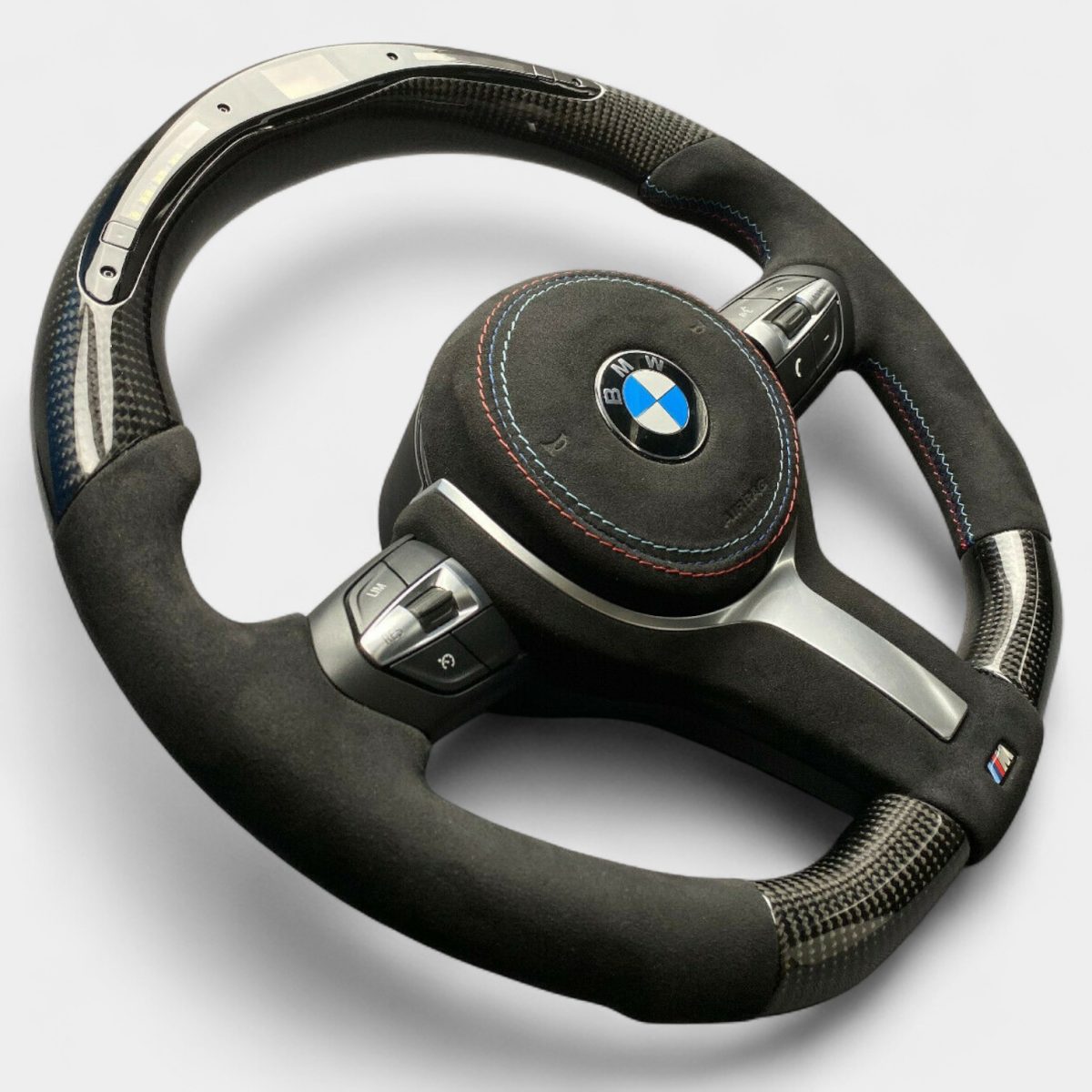 BMW F15 flat bottom LED performance steering wheel