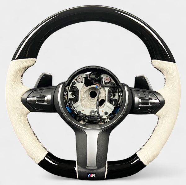 Kubay Design white leather carbon steering wheel BMW