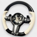 Carbon fiber steering wheel BMW 3 Series F30 white grips