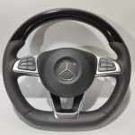 piano black leather flat bottom steering wheel mercedes w205