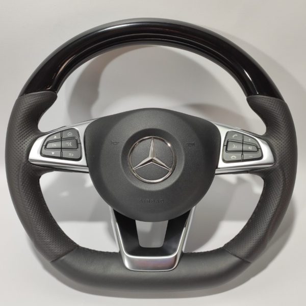 piano black leather flat bottom steering wheel mercedes w205