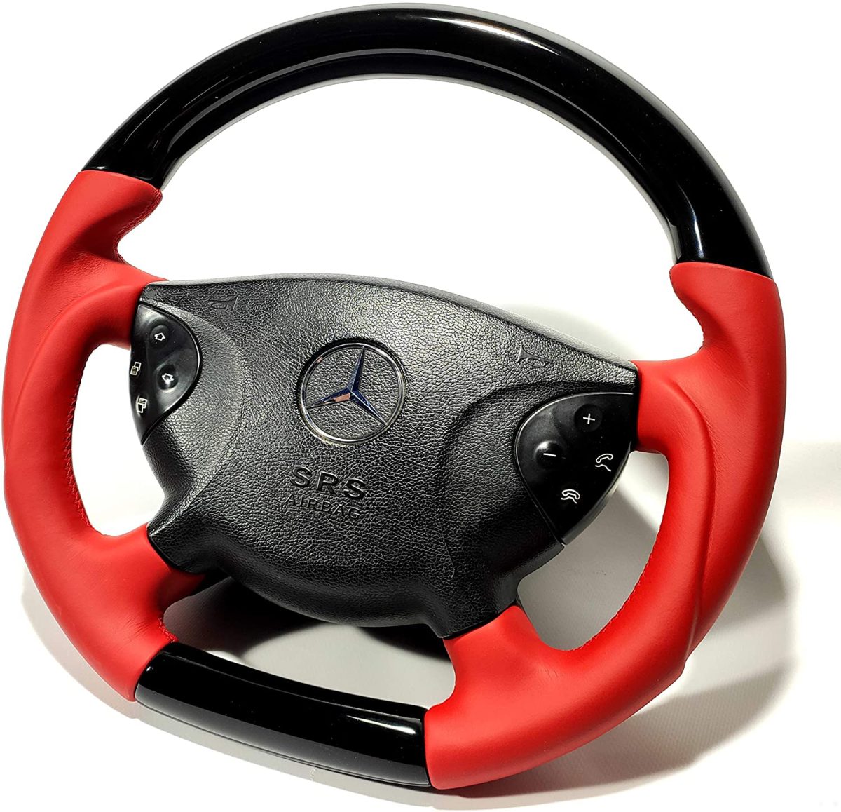 piano black red leather steering wheel mercedes w209