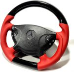 piano black red leather steering wheel mercedes w209