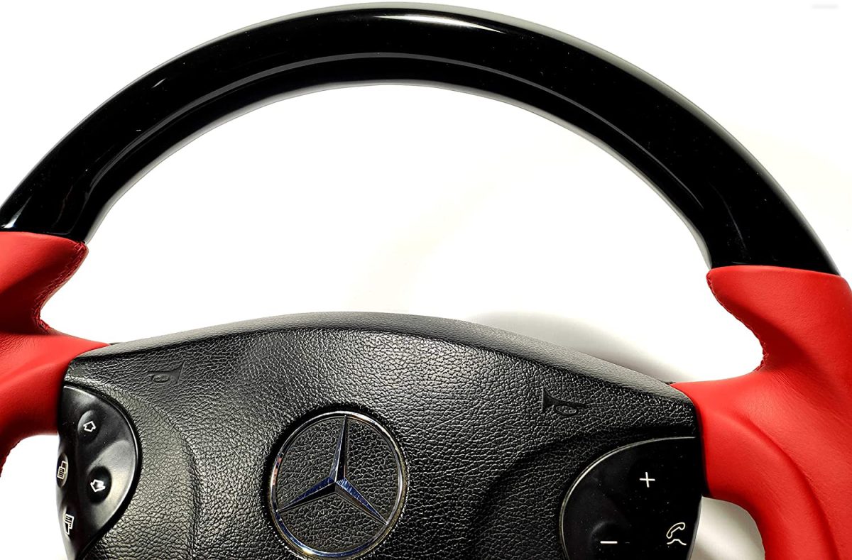 piano black top bottom red leather wheel mercedes