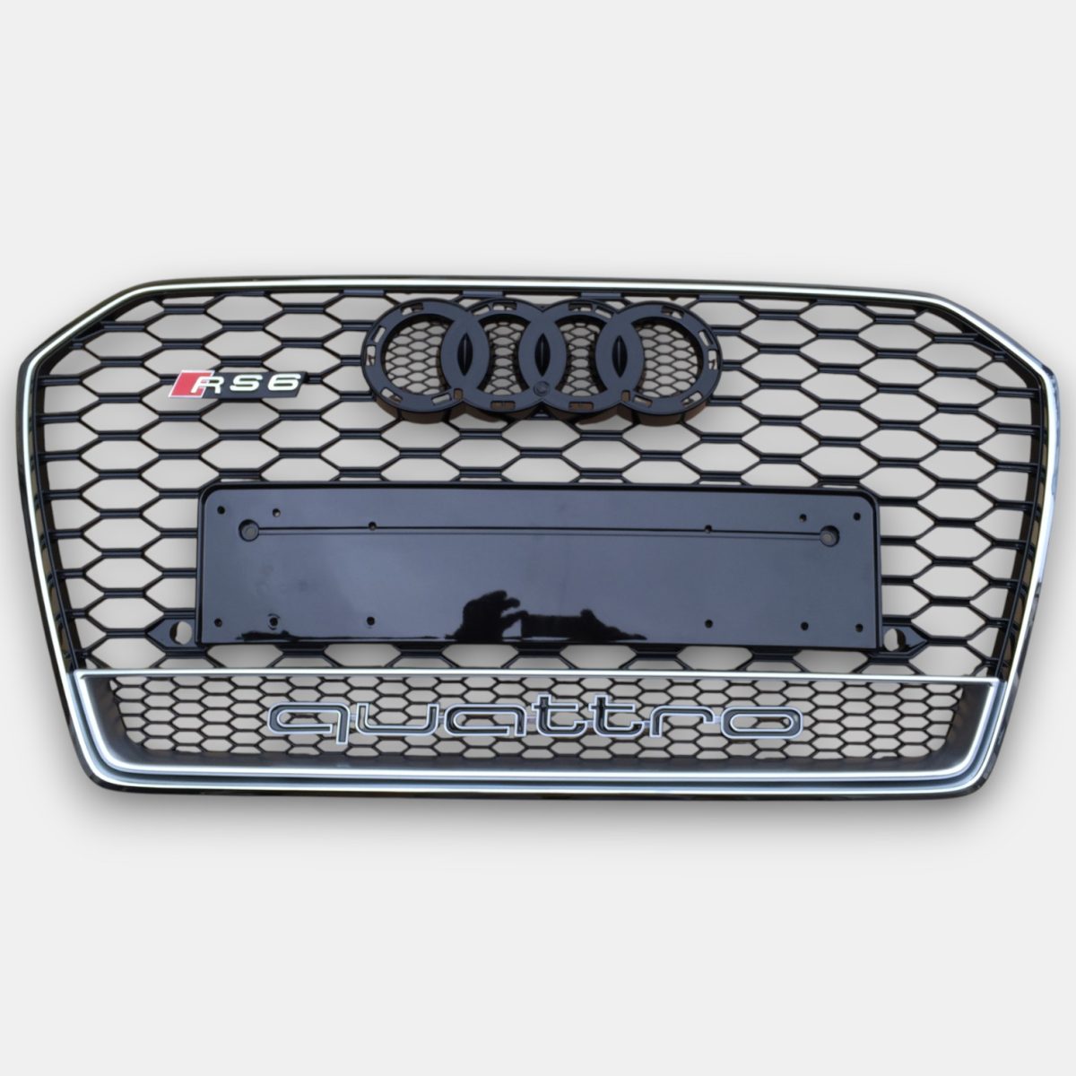 RS6 Chrome Frame QUATTRO Front Radiator Grille for Audi A6 2016–2018 (1) Kubay Design RS6 chrome grille Audi A6