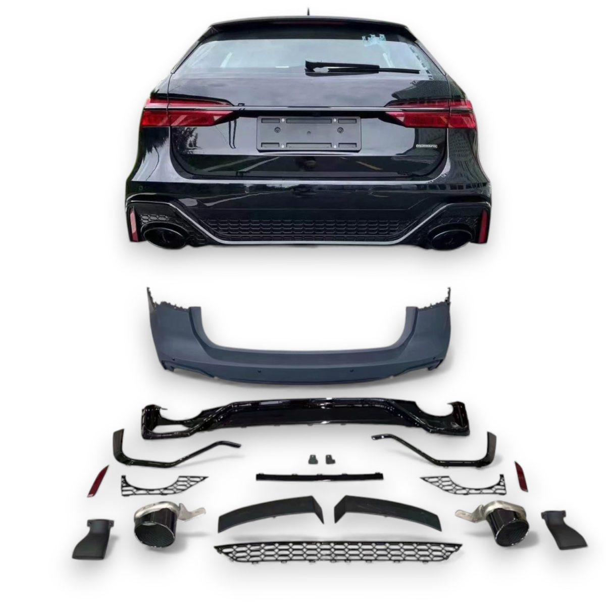 RS6 Quattro Rear Bumper for Audi A6 C8 2018–2022 (1) Kubay Design RS6 rear bumper Audi A6 C8
