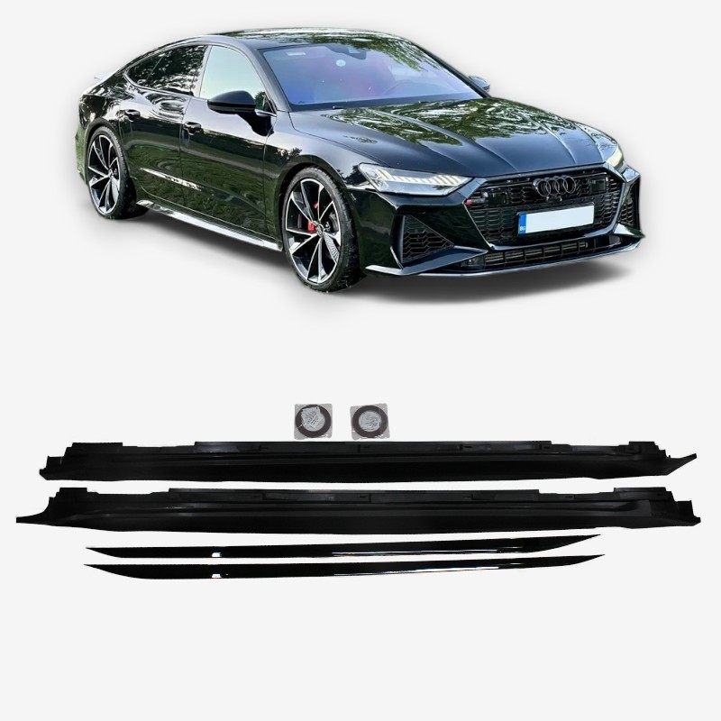 RS7 Black Side Skirts for Audi A7 4K8 2019–2021 Audi A7 sport side skirts upgrade