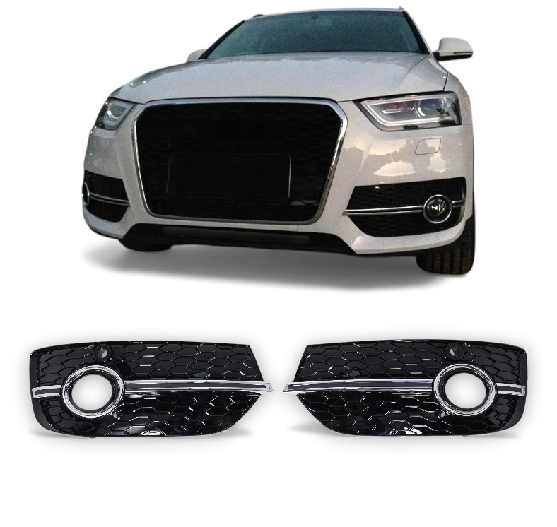 RSQ3 Black Fog Light Grilles for Audi Q3 8U 2012–2015 RSQ3 fog grilles Audi Q3 8U
