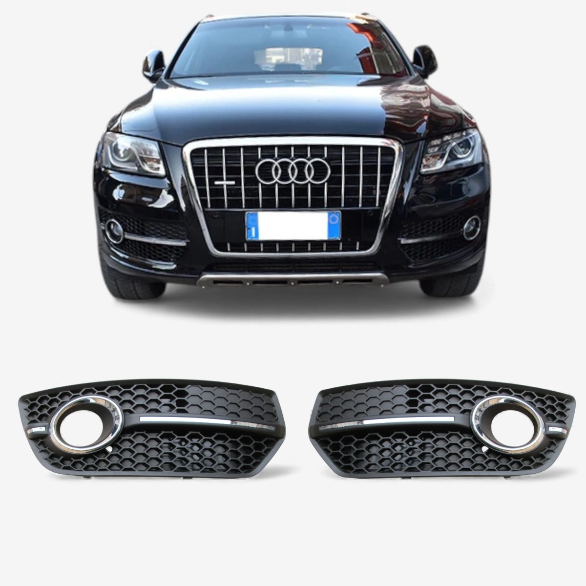RSQ5 Black Fog Light Grilles for Audi Q5 8R 2008–2012 (1) RSQ5 fog grilles Audi Q5 8R