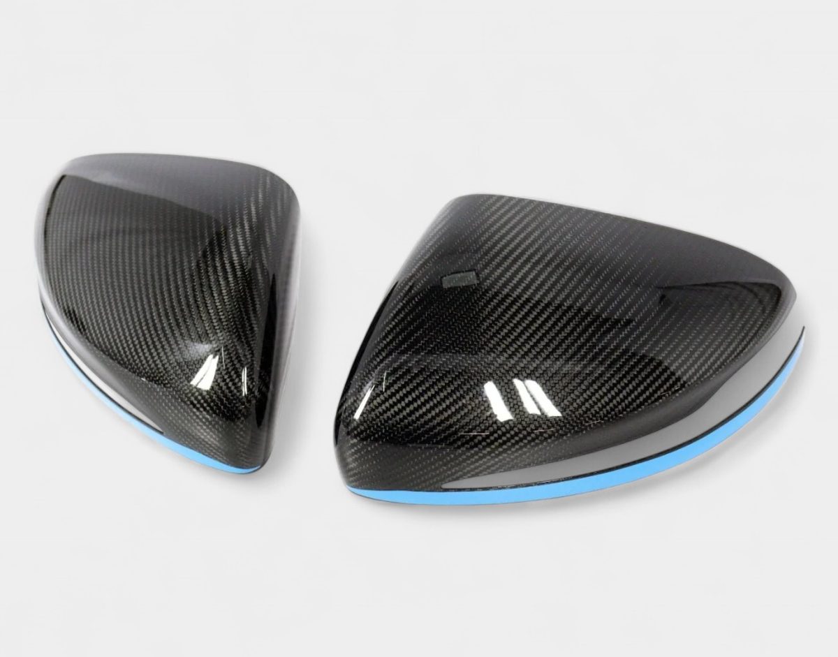 Carbon mirror covers with accent stripe for Mercedes G-Class SUV