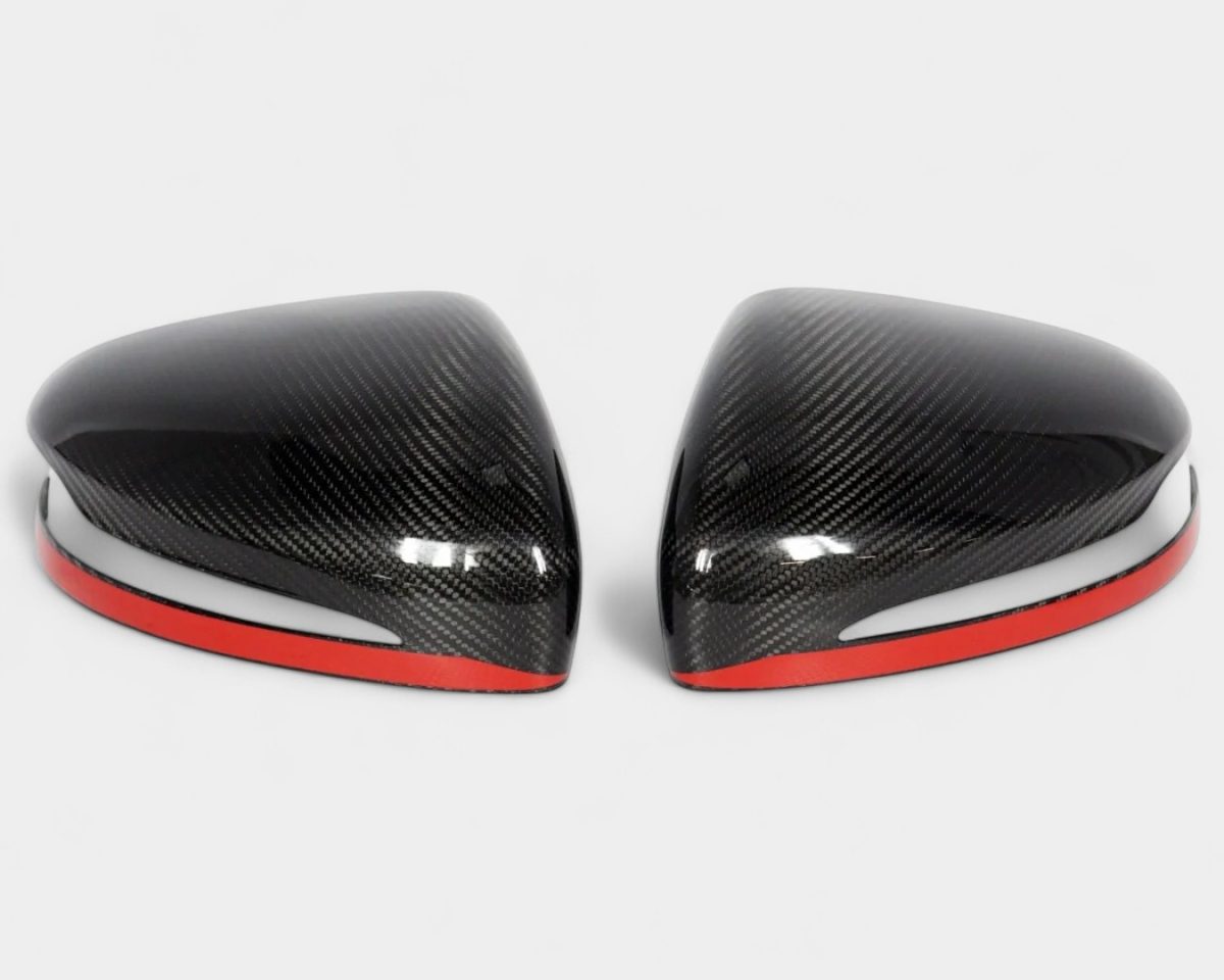 Glossy carbon mirror covers with red stripe W463A