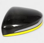 Left and right carbon mirror covers yellow stripe installed