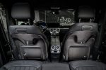 Close-up of gloss grey carbon rear seat covers for Mercedes G-Class