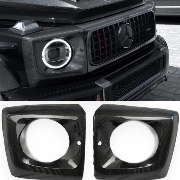 carbon fiber front headlight covers mercedes g class w463a kubay design