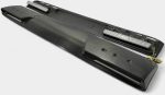 Wide perspective showing full gloss carbon fiber front roof spoiler with pre-mounted LED light modules