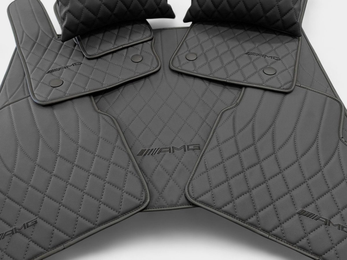 Complete AMG black leather floor mat set for Mercedes-Benz G-Class