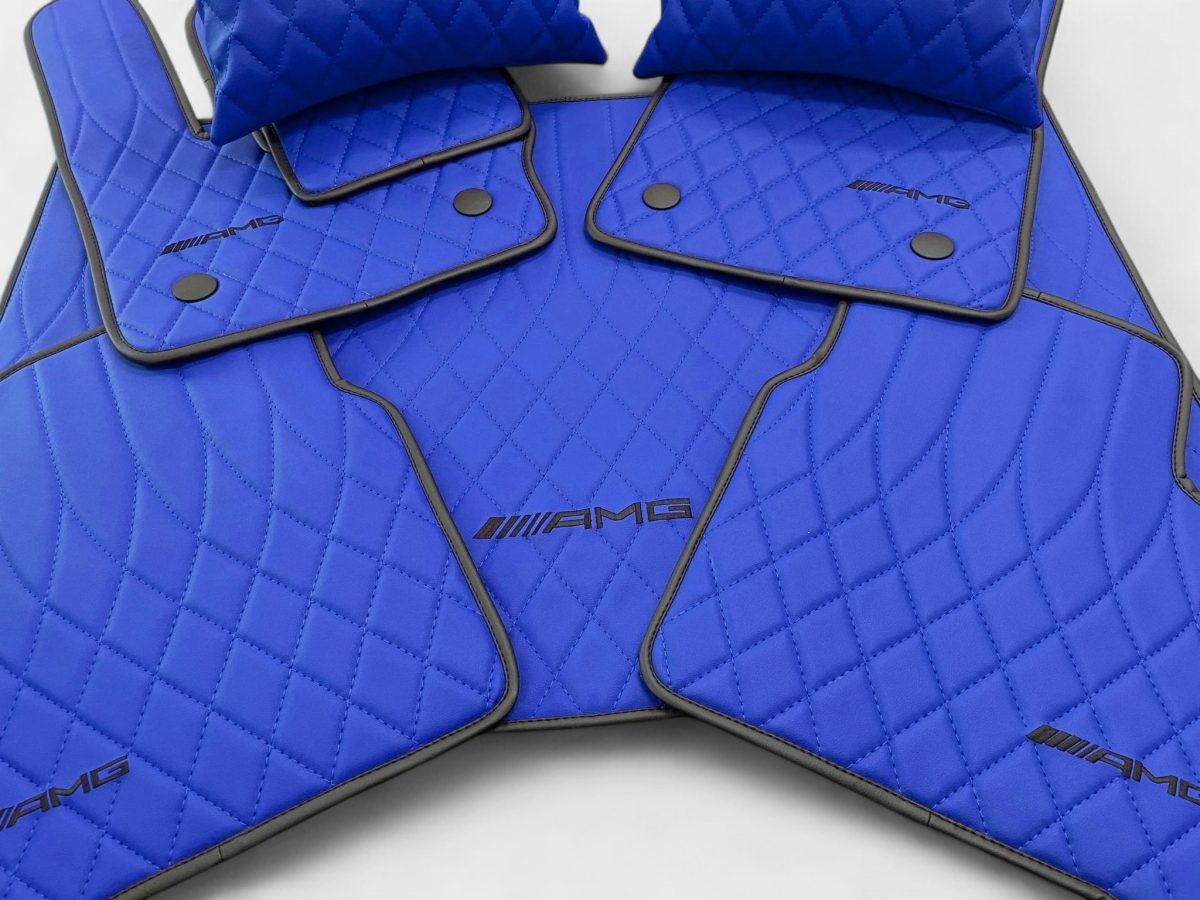 Blue leather AMG-style floor mats for Mercedes-Benz G-Class W463A