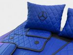 Luxury blue leather floor mats with AMG stitching for Mercedes G-Class