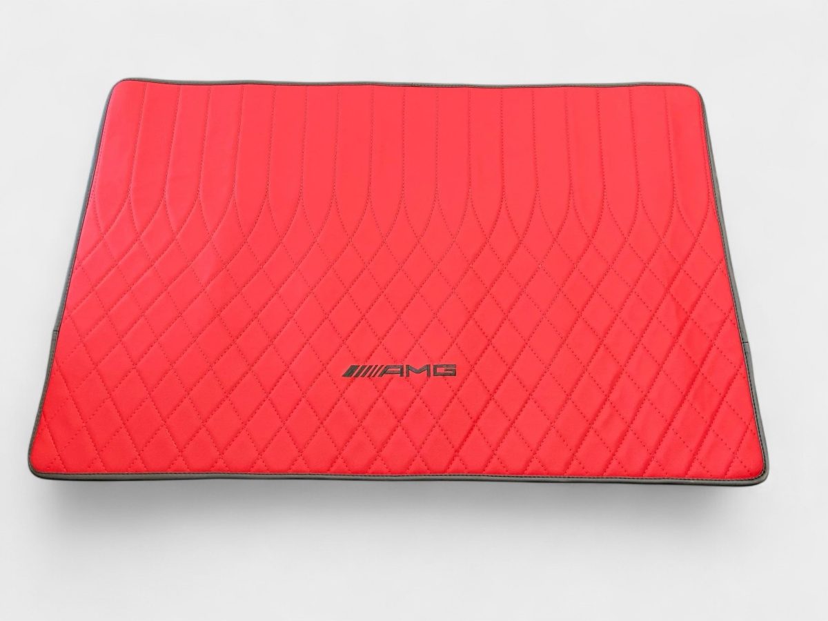 Precision-fit AMG-style red leather mats by Kubay Design for G-Class