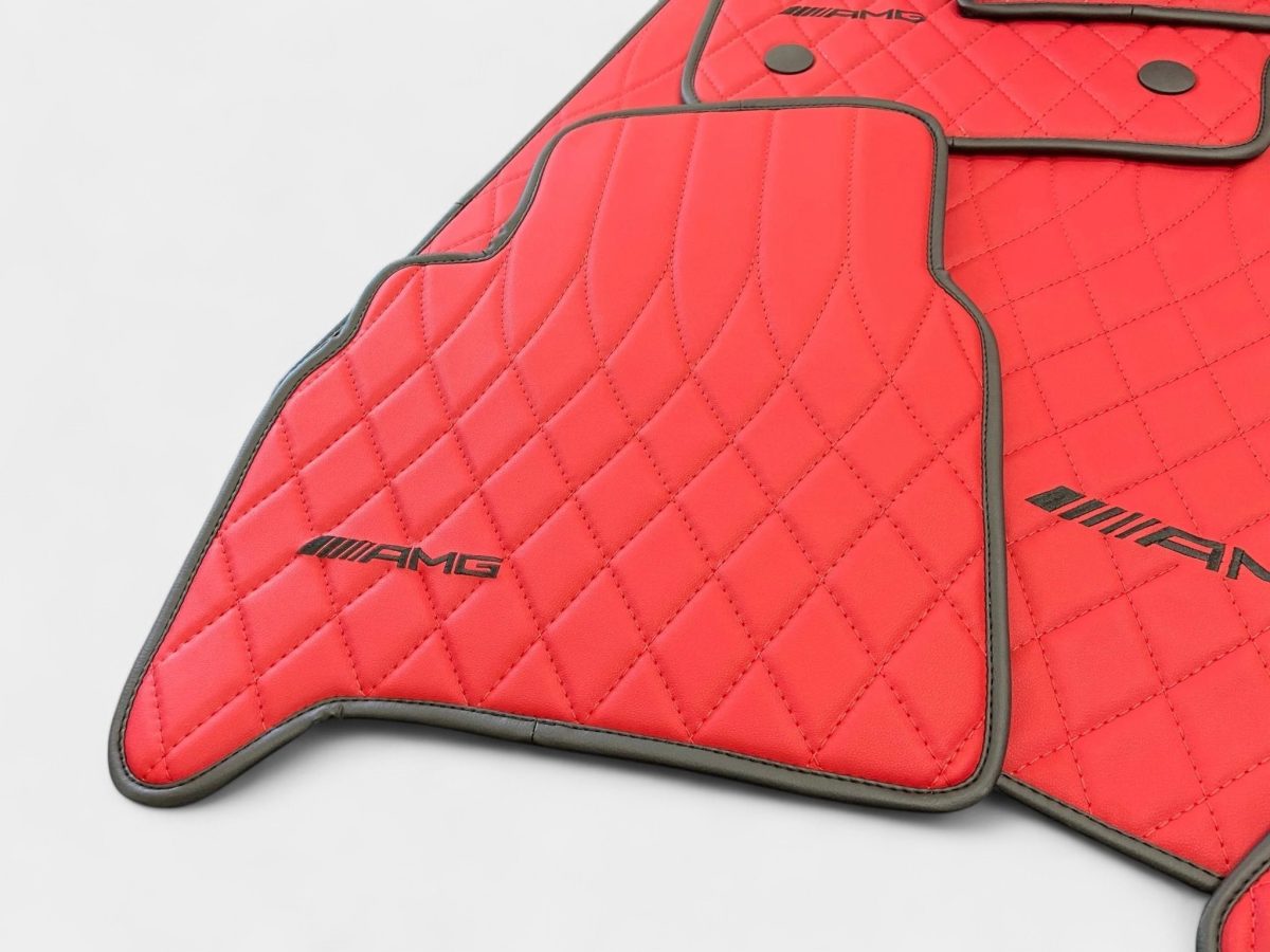 High-quality red leather stitching floor mats for Mercedes W463A