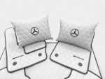 Complete AMG white leather floor mat set for Mercedes-Benz G-Class