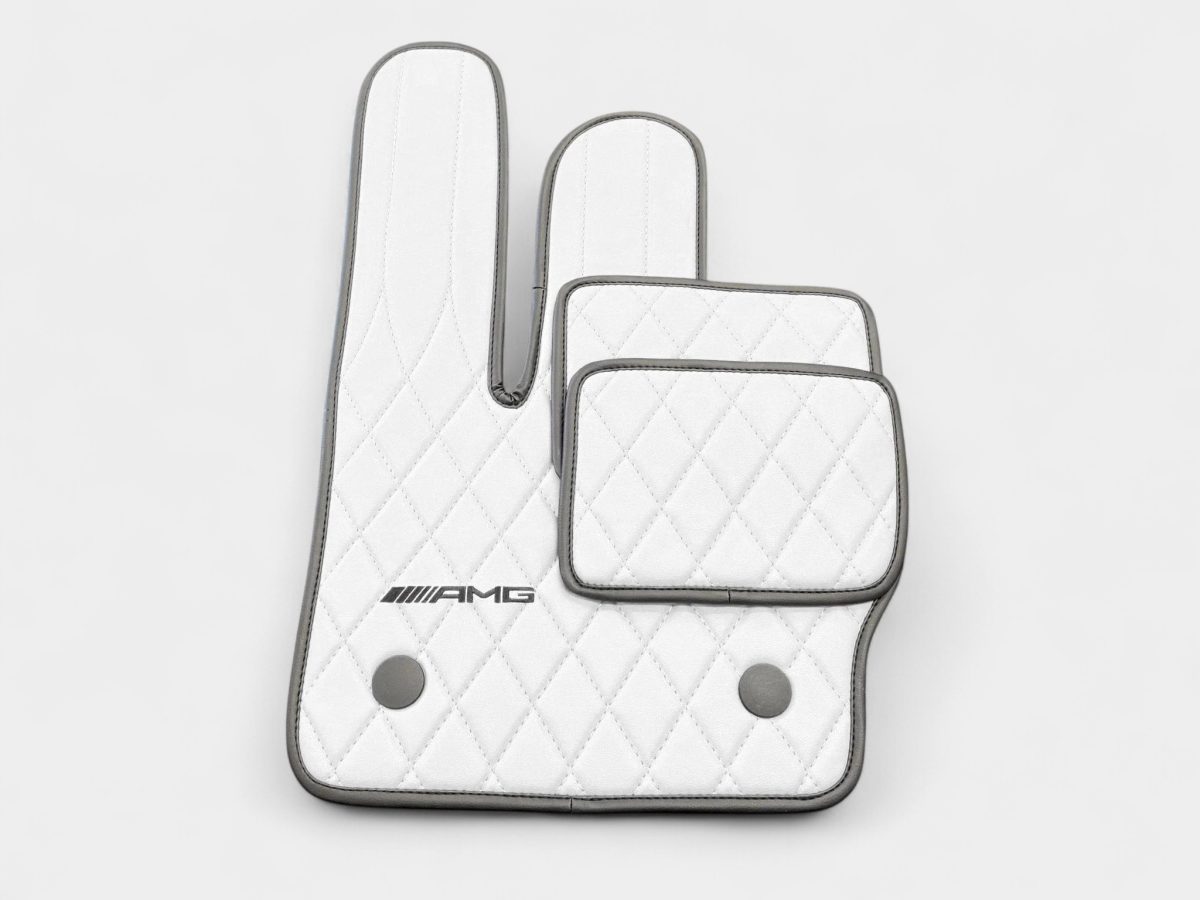 Kubay Design white AMG floor mats for Mercedes-Benz G-Class 2018+