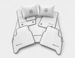 Luxury white leather floor mats with AMG stitching for Mercedes G-Class