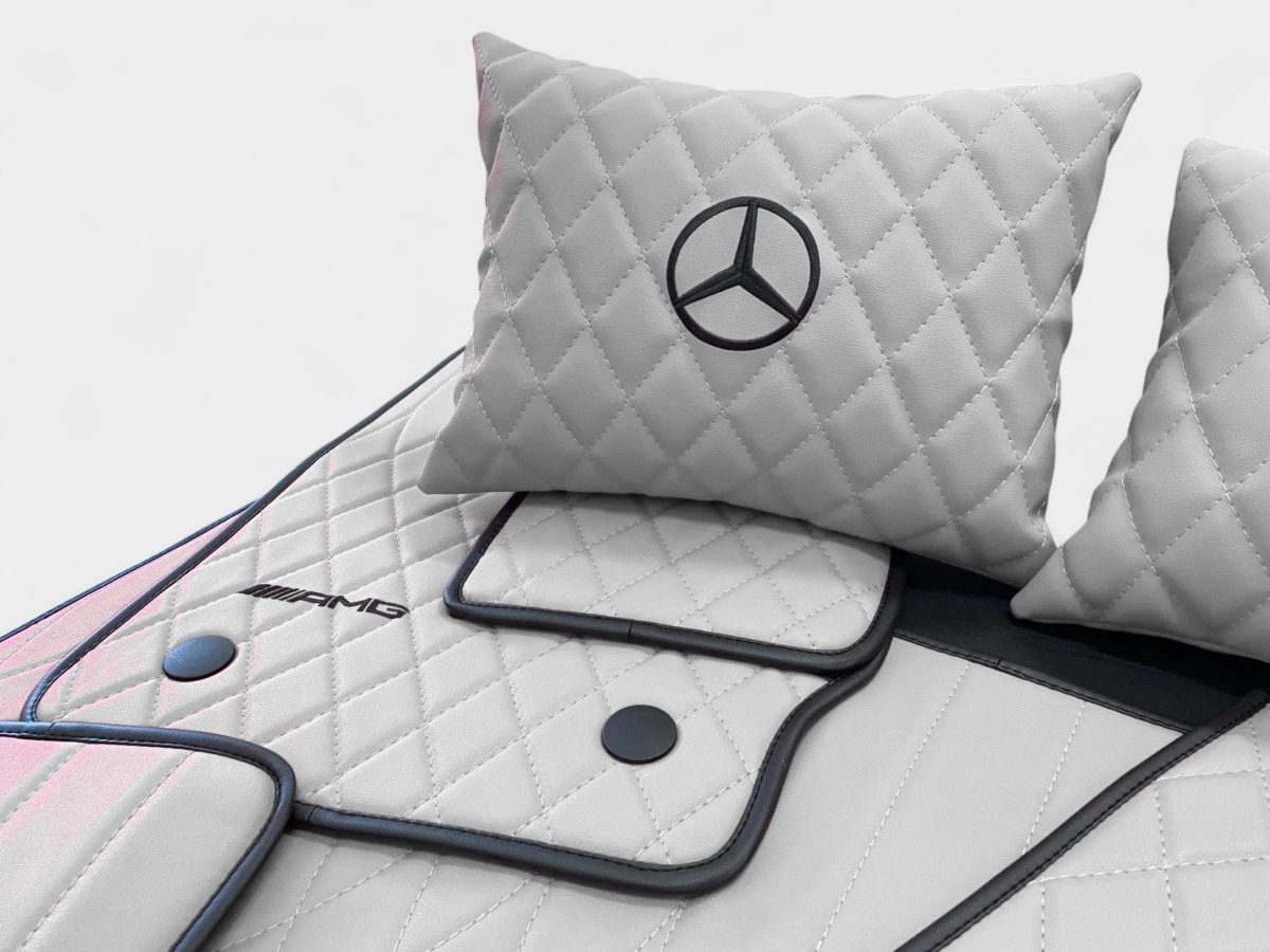 High-quality white leather mats by Kubay Design for Mercedes G-Class