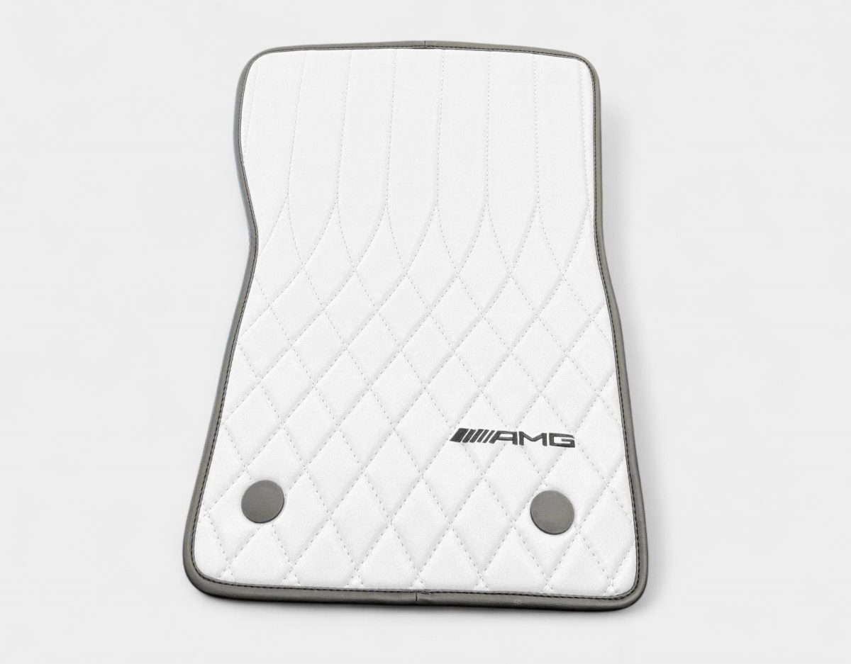White leather AMG-style floor mats for Mercedes-Benz G-Class W463A