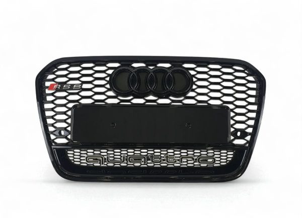 Sporty RS6 Inspired Black Quattro Radiator Grille for Audi A6 C7 2012–2015