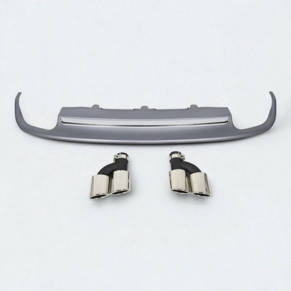 Kubay Design rear diffuser with exhaust tips, S-Line S6 style, silver finish — fits Audi A6 and S6 C7 models 2011–2015.