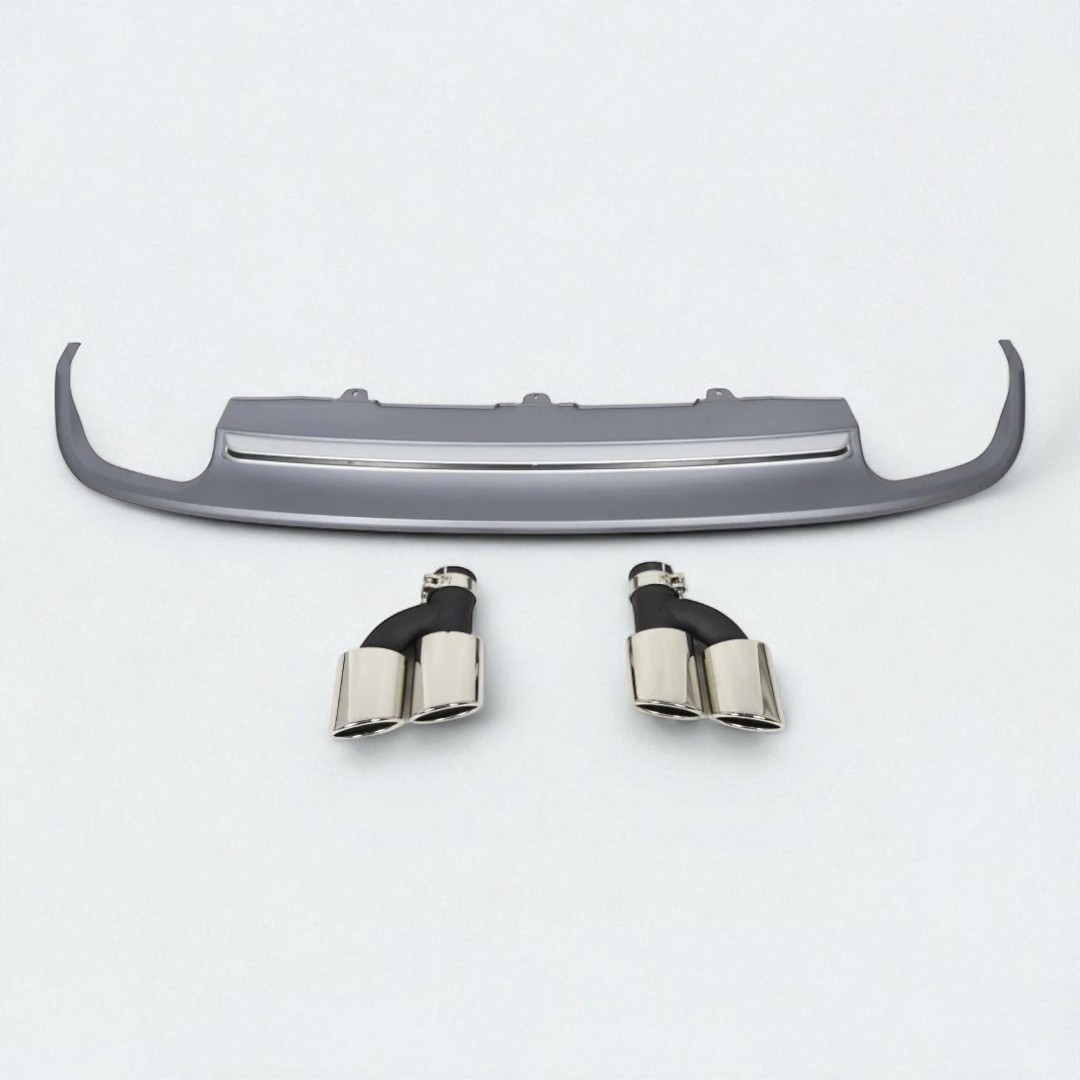 s-line-s6-rear-diffuser-with-exhaust-tips-for-audi-a6-s6-c7-2012-2015-535138 Kubay Design rear diffuser with exhaust tips, S-Line S6 style, silver finish — fits Audi A6 and S6 C7 models 2011–2015.