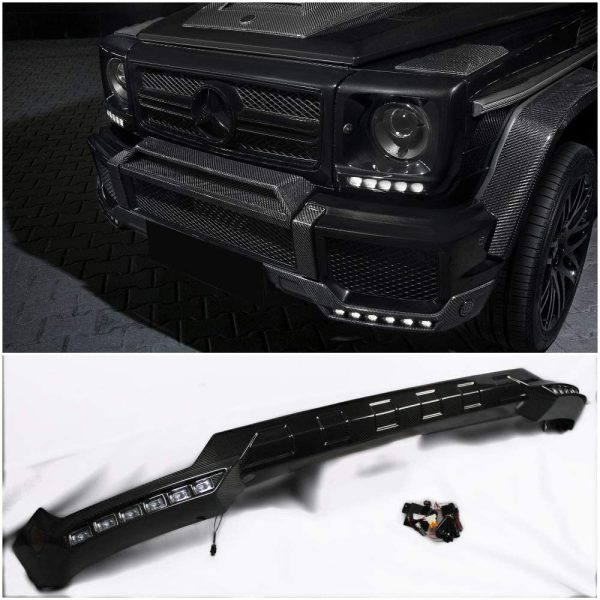 Carbon fiber front lip spoiler with LED lights for Mercedes G-Class W463