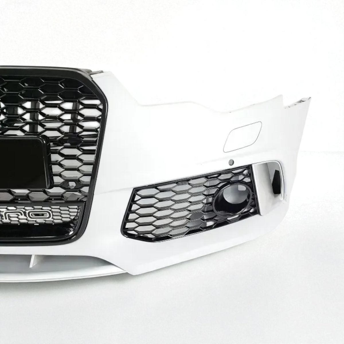 Kubay Design RS6 style front bumper with radiator grille, honeycomb black Quattro design — fits Audi A6 and S6 C7 2014–2018, direct replacement.