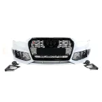 Kubay Design RS6 style front bumper with radiator grille, honeycomb black Quattro design — fits Audi A6 and S6 C7 2014–2018, direct replacement.