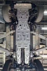 Aluminum underbody skid plate mounted on Mercedes-Benz G-Class W463A W465 – chassis protection upgrade