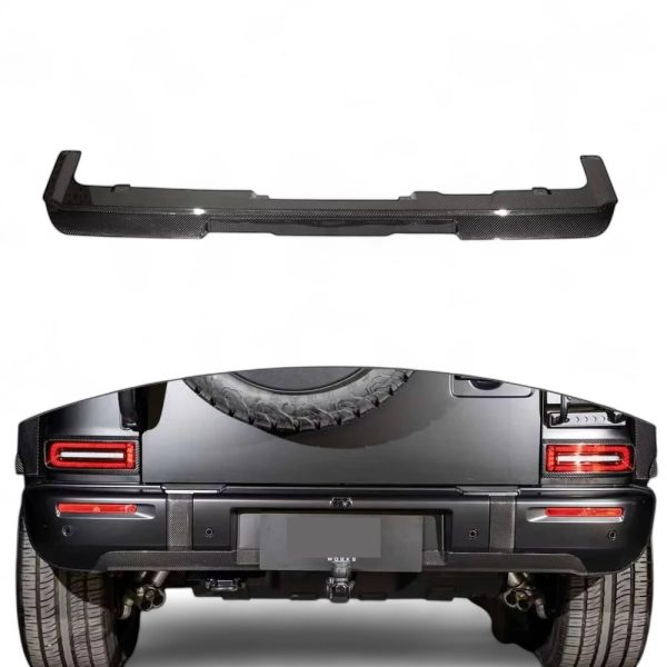 Carbon fiber rear diffuser lip underguard fitted on Mercedes-Benz G-Class W465 rear bumper