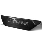 Illuminated AMG logo on glossy carbon fiber rear door trim – G-Wagon upgrade