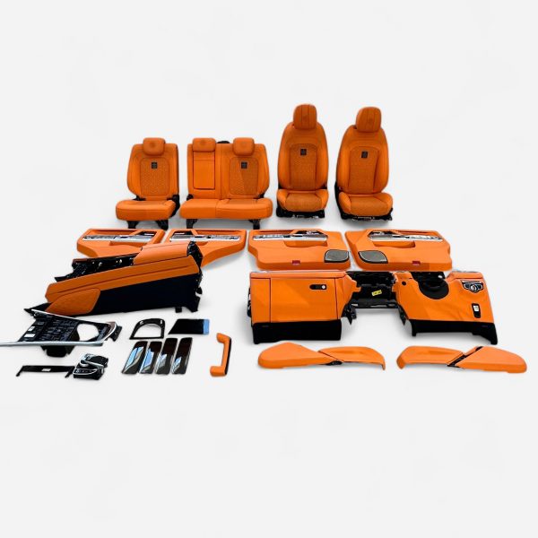 Kubay Design orange interior upholstery remanufacture in Chelm, Poland for Mercedes-Benz G-Class.