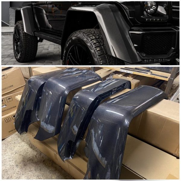Carbon Fiber Fender Flares for Mercedes-Benz W463 G-Class 4×4 Squared – premium grey carbon set