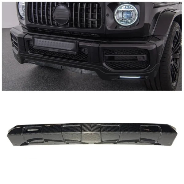 Carbon fiber AMG-style front diffuser installed on G63 AMG