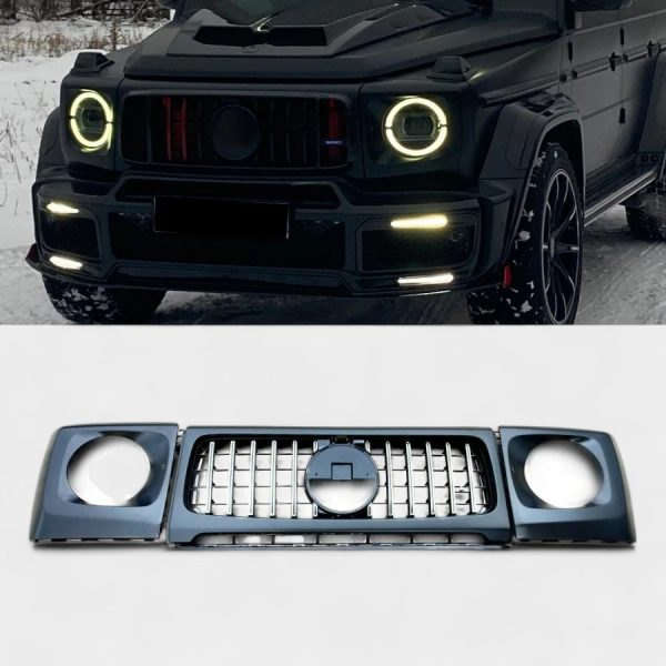 carbon fiber front grille and headlight covers mercedes g class w463a kubay design